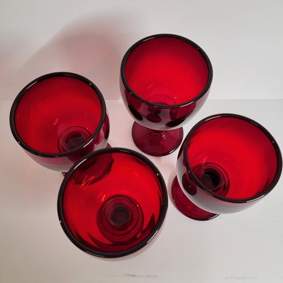 Vintage Hoffman House Ruby Red 6" Wine Water Goblets Imperial Glass 1966 Set 4 - Picture 8 of 8